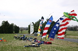 Neatly arranged kite bags