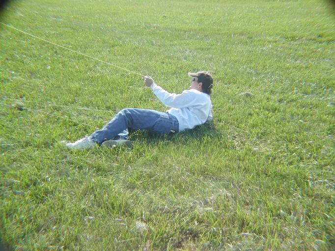 Looks like Stuart is enjoying his new cube kite.